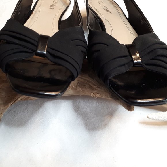 Ellen Tracy Black Low Heel Open Toe Sling Back - Picture 3 of 10